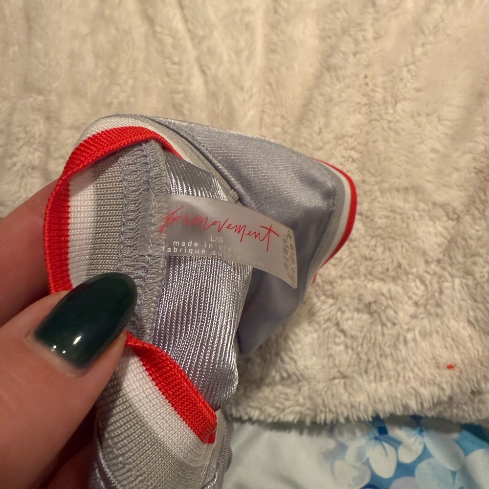 FP Movement by Free People Silver Tank Top with Red Trim - Picture 3 of 3